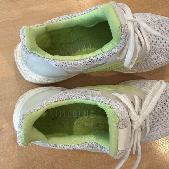 Adidas Primeblue Sneakers Womens Sz 6.5 White Green Stripe Running Shoe Athletic - Picture 5 of 9